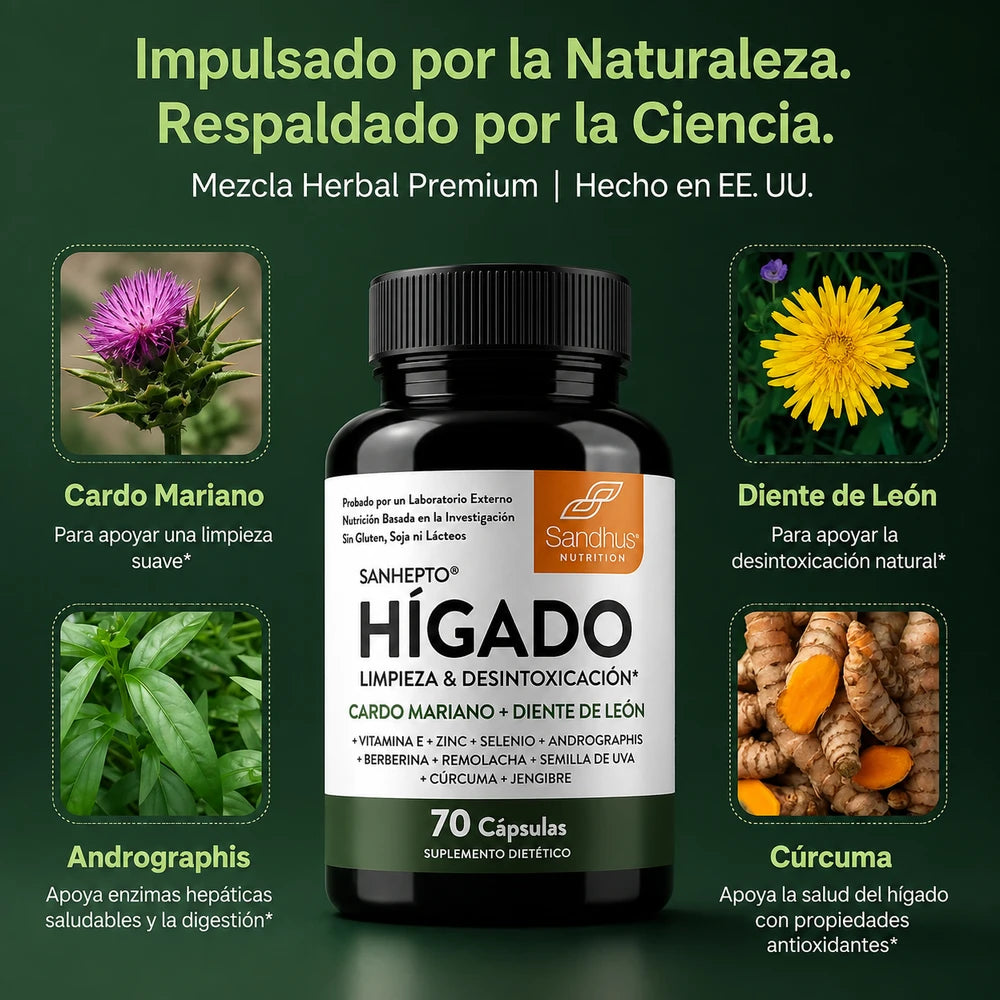 Liver Cleanse Detox Desintoxicante y Reparador para la Limpieza del Hígado - Cardo Mariano - Raíz de Diente de León Salud Hepática I 100% Organico