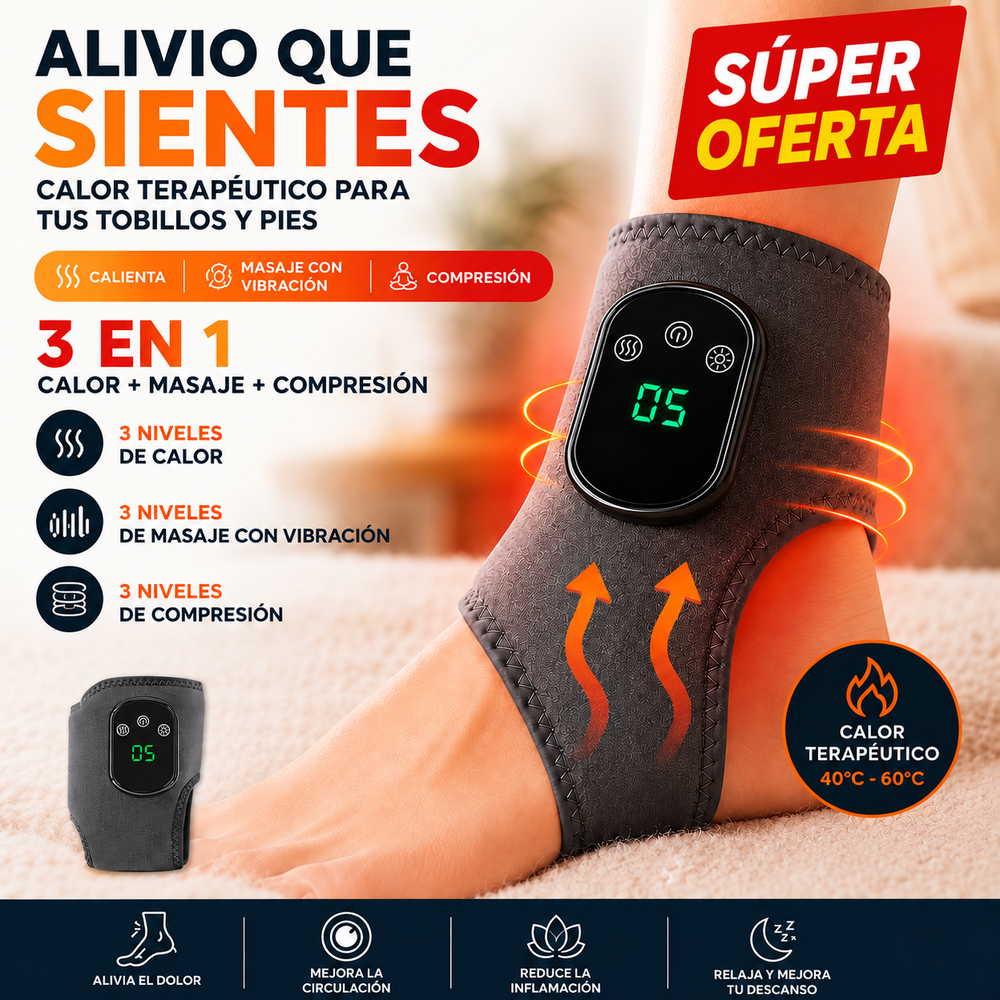 Masajeador Térmico Terapeutico 3 en 1 para Pies y Tobillos - Alivia Dolor, Ardor, Hormigueo y Entumecimiento en los Pies.