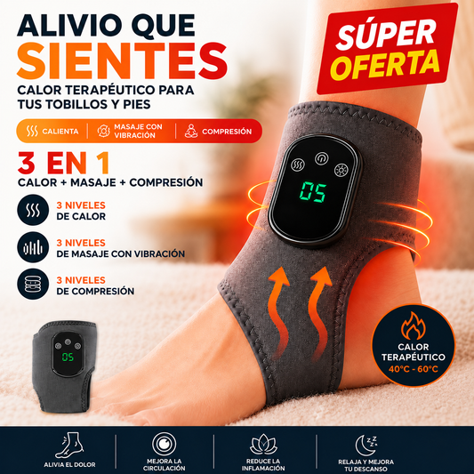 Masajeador Térmico Terapeutico 3 en 1 para Pies y Tobillos - Alivia Dolor, Ardor, Hormigueo y Entumecimiento en los Pies.