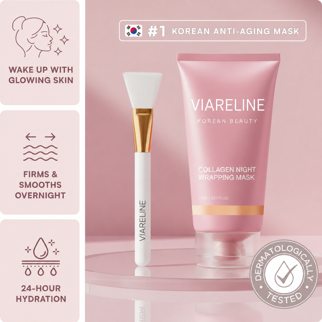 Mascarilla Facial Nocturna de Colágeno - Compra 1 lleva 2 + Aplicador Gratis