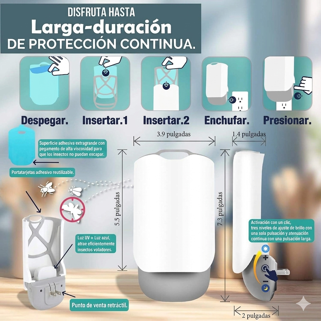 Trampa de Insectos 1 Base Enchufable + 4 cartuchos Gratis